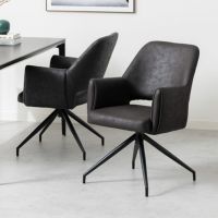 【2脚セット】回転 ダイニングチェア 肘付き ROVA レザーファブリック 回転椅子 シンプル モダン アームチェア デザインチェア リビングチェア 食卓椅子 おしゃれ ORV｜¥29,000の動画