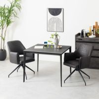 【設置無料】2人用 ダイニングテーブルセット 3点 ORV セラミックテーブル コンセント付き 回転 ダイニングチェア モダン ダイニングセット おしゃれ (幅90cm 食卓テーブル×1 食卓椅子×2)｜¥79,819の動画