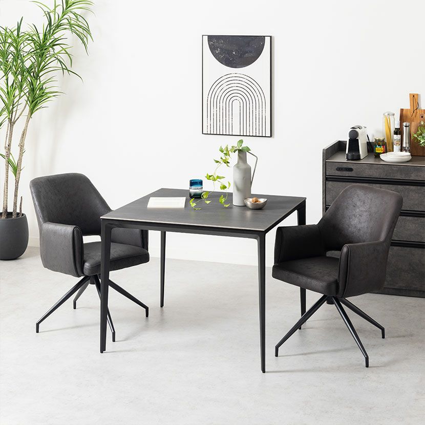 【設置無料】2人用 ダイニングテーブルセット 3点 ORV セラミックテーブル コンセント付き 回転 ダイニングチェア モダン ダイニングセット おしゃれ (幅90cm 食卓テーブル×1 食卓椅子×2)｜¥79,819の動画