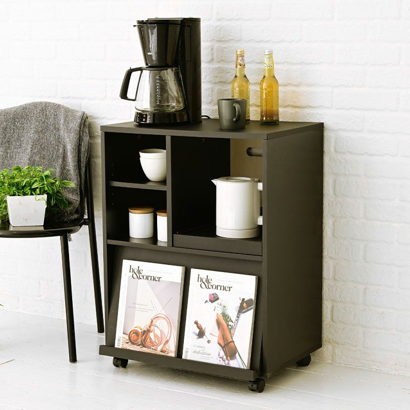 幅60cm 木目調 食器棚 アイアンウッド コンセント付き 引き出し 収納