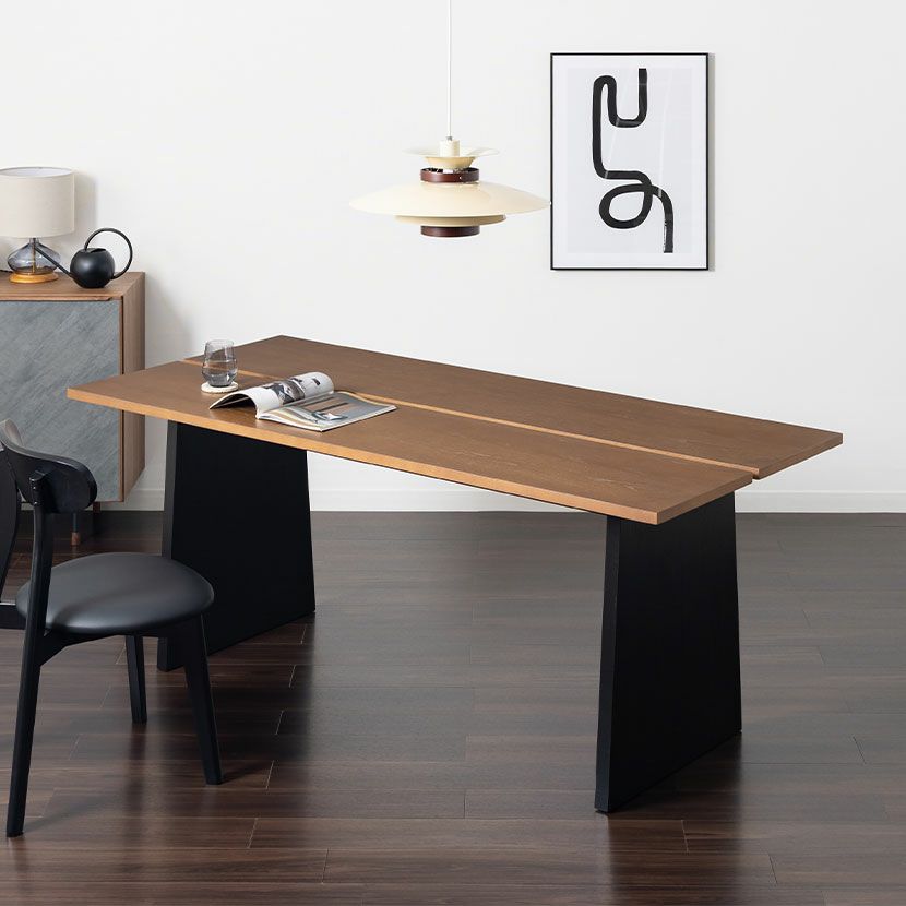 黒い木製長方形テーブル 幅180cm 木製 ダイニングテーブル 天然木 アッシュ 長方形 北欧モダン