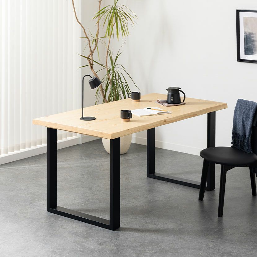 木立ちの中の食卓 Woody Prime Boxツゲ材 口の字型脚セラミックダイニングテーブル